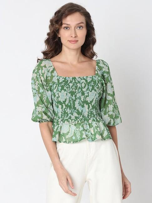 vero moda green floral print top