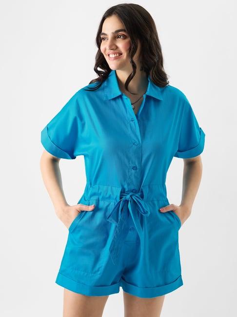 the souled store blue cotton jumpsuit