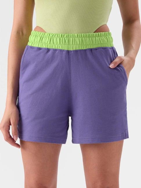 the souled store purple cotton shorts