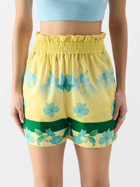 the souled store yellow printed shorts