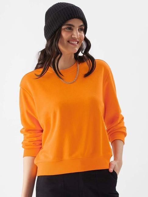 the souled store orange cotton sweatshirt