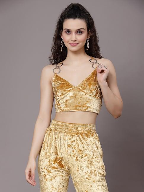 kassually gold regular fit crop top