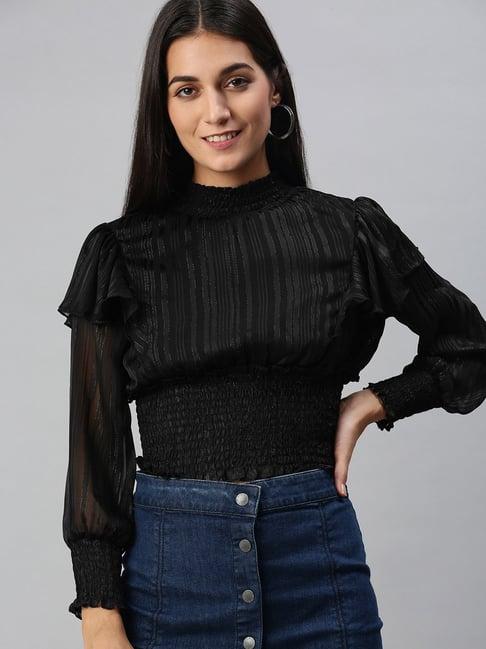 kassually black regular fit top