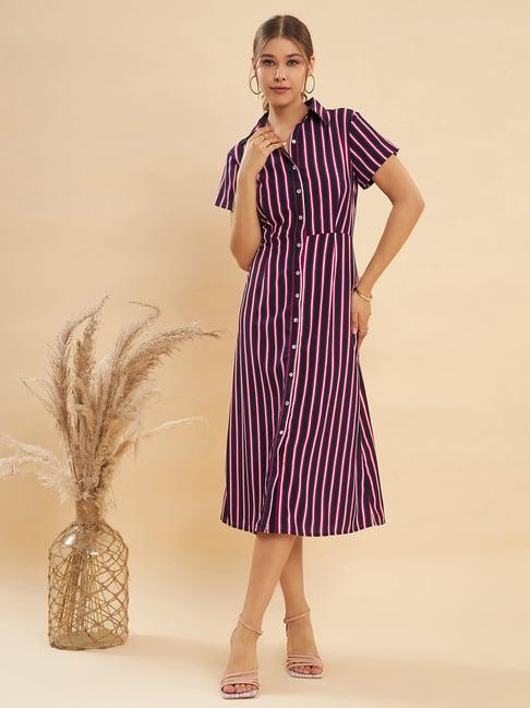 kassually multicolor striped shirt dress