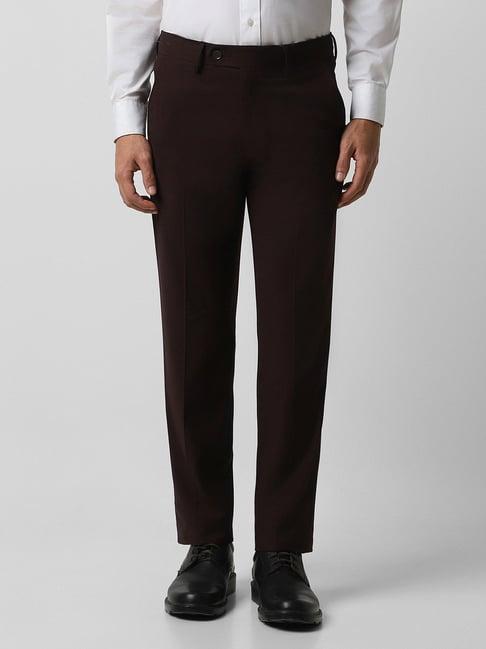 van heusen brown slim fit trousers