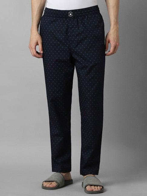 louis philippe navy slim fit printed lounge pants