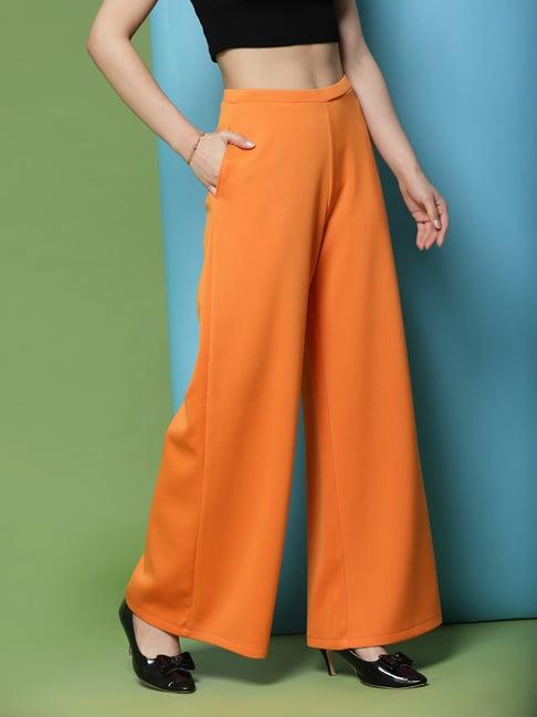 kassually orange regular fit high rise pants