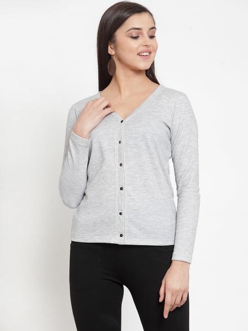 kassually grey textured cardigan