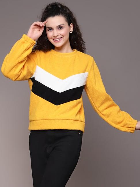 kassually yellow color-block sweatshirt