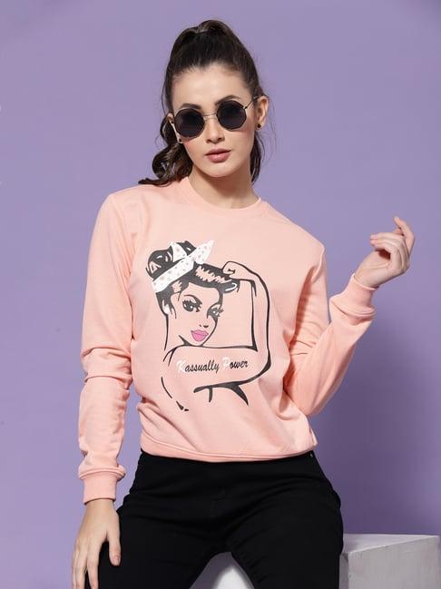 kassually peach printed sweatshirt