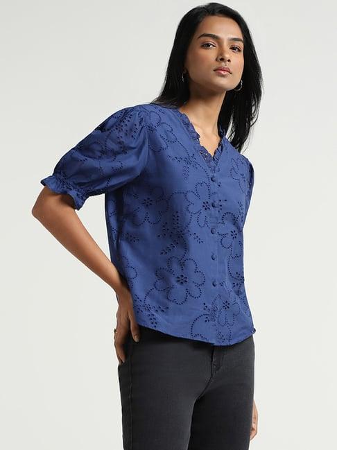 lov by westside blue schiffli shirt