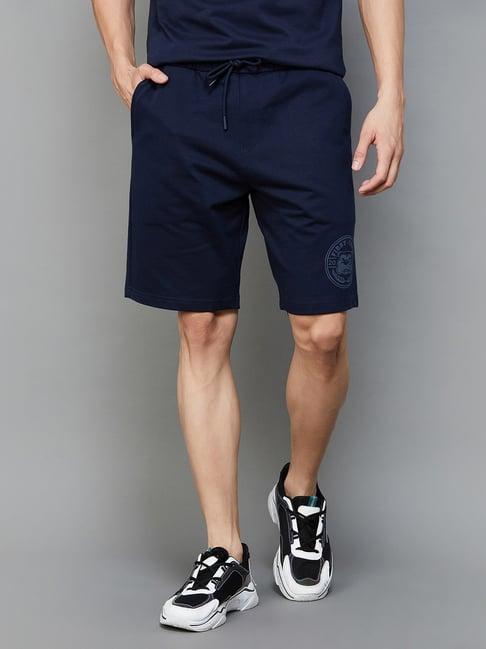 fame forever by lifestyle navy cotton regular fit shorts