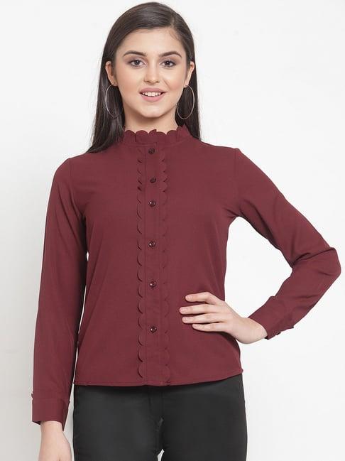 kassually maroon relaxed fit shirt