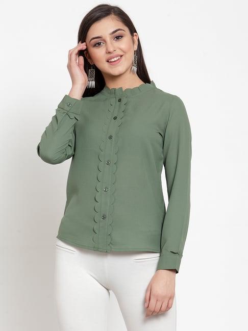 kassually green relaxed fit shirt