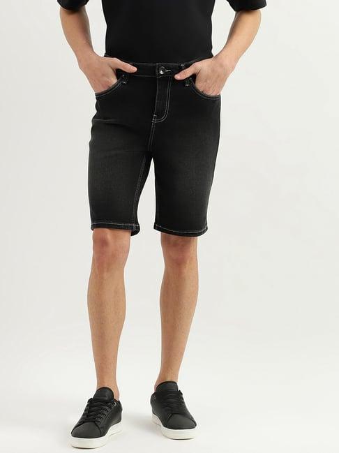 united colors of benetton black slim fit denim shorts