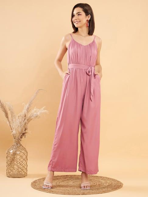 kassually pink maxi jumpsuit