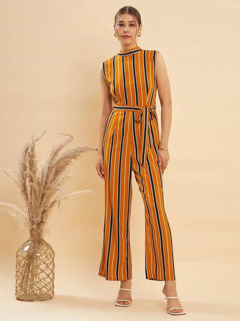 kassually orange striped jumpsuit