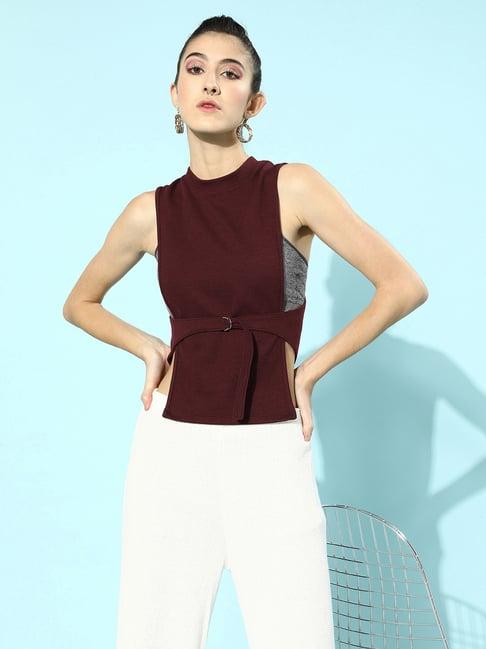 kassually burgundy relaxed fit shrug