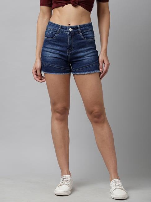 kassually blue relaxed fit shorts