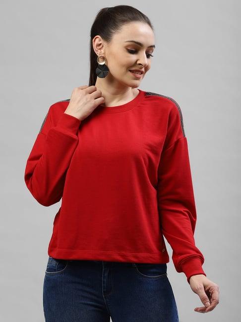 kassually red cotton relaxed fit sweatshirt