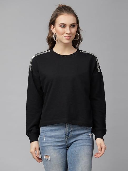 kassually black cotton relaxed fit sweatshirt