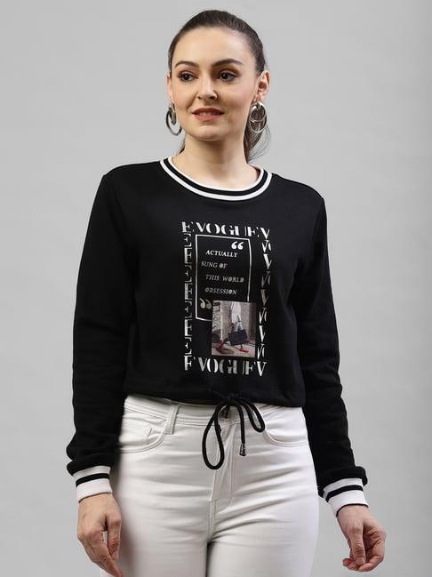 kassually black cotton graphic print sweatshirt