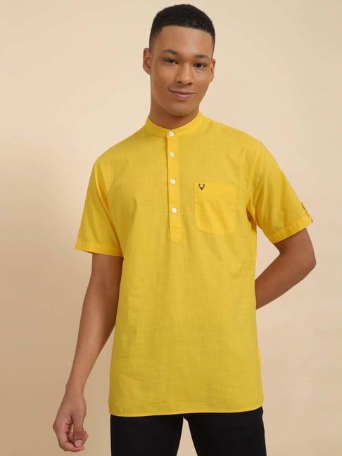 allen solly lemon yellow slim fit short kurta