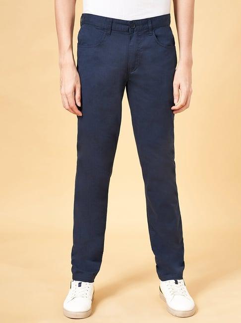 byford by pantaloons navy slim fit trousers