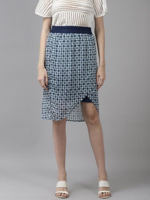 aarika blue printed shift skirt