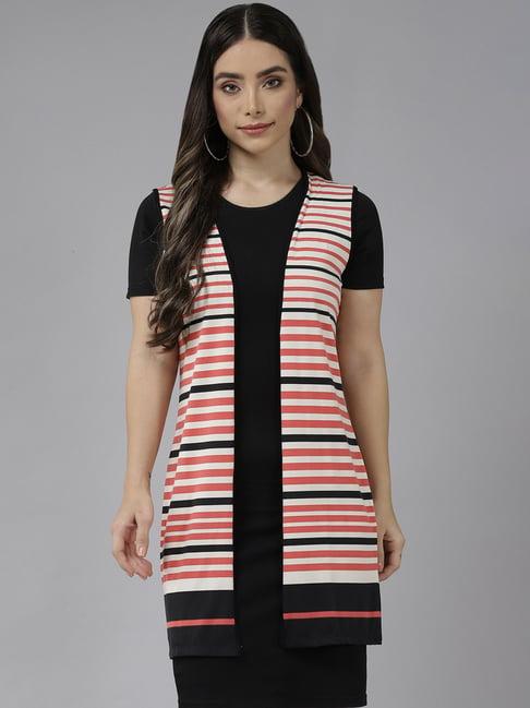 aarika white & pink striped shrug