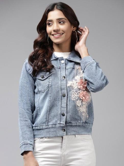 aarika blue embroidered jacket