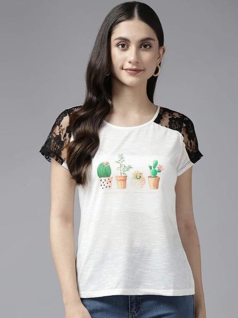 aarika cream cotton printed top