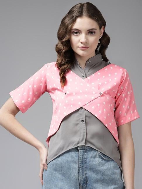 aarika grey & pink printed top