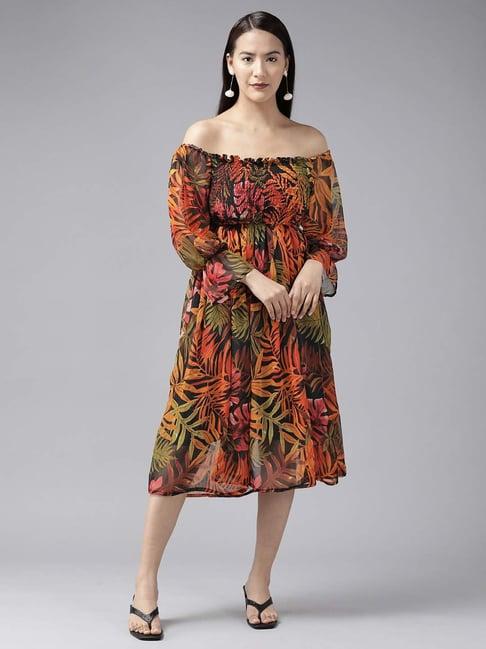 aarika multicolored printed a-line dress