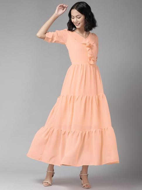 aarika peach maxi dress