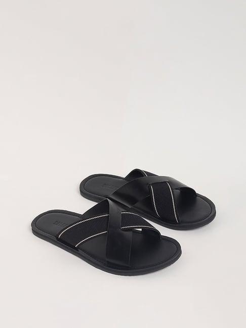 soleplay by westside black cross strap sandals