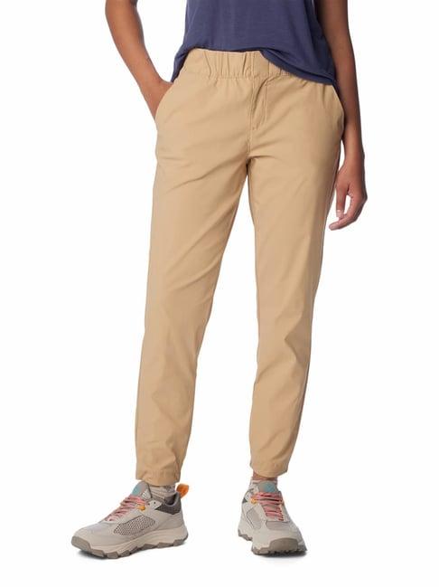 columbia light brown regular fit mid rise pants