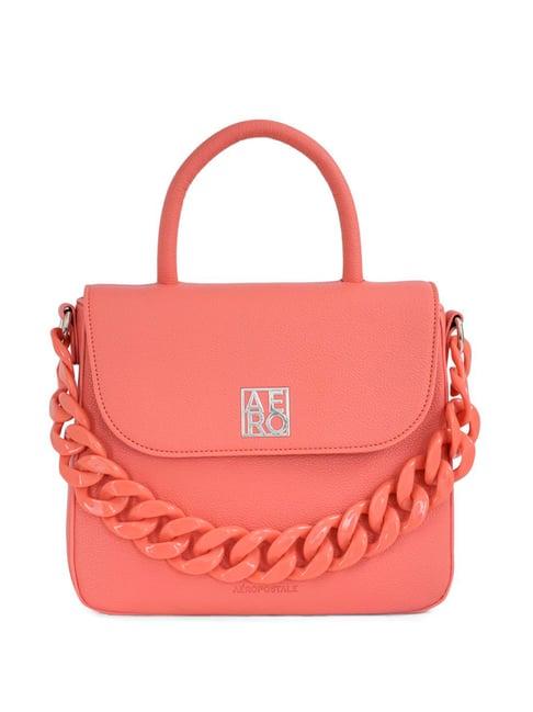 aeropostale rena pink pu solid satchel handbag