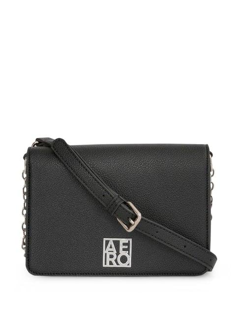 aeropostale harlow black pu textured sling handbag