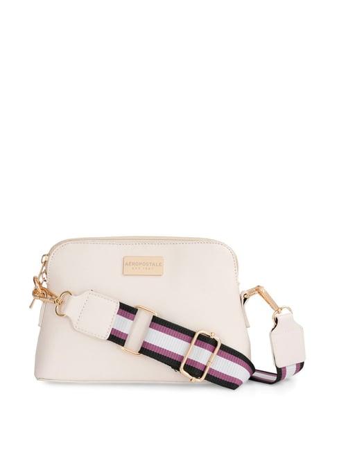 aeropostale cailyn ivory pu solid sling handbag