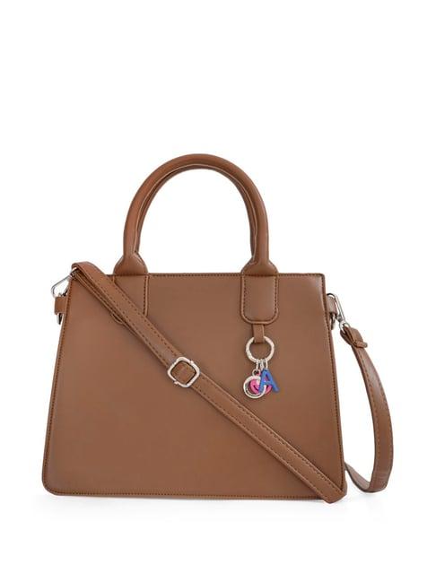 aeropostale clementine brown pu solid tote handbag