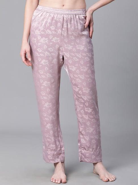 oxolloxo lilac satin floral print pyjamas