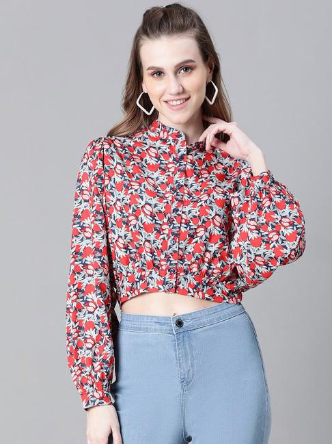 oxolloxo multicolor printed crop shirt