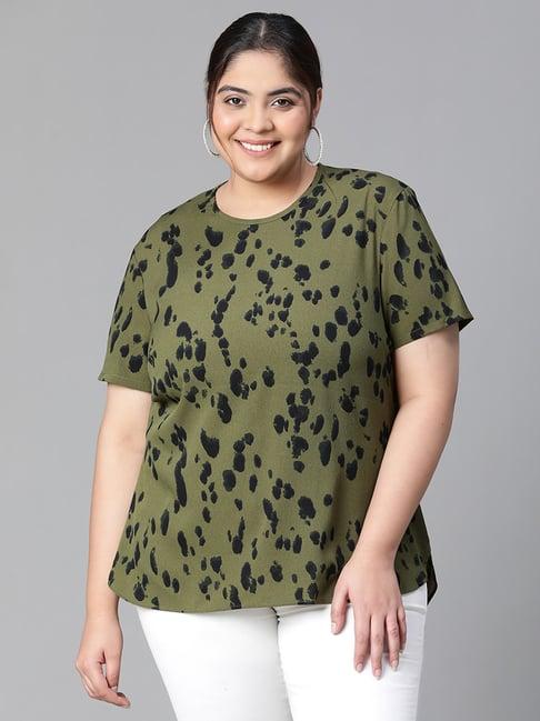 oxolloxo olive & black printed top