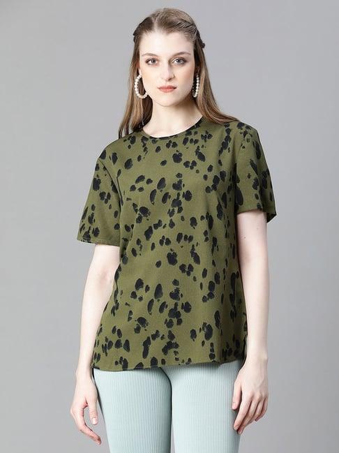 oxolloxo olive & black printed top