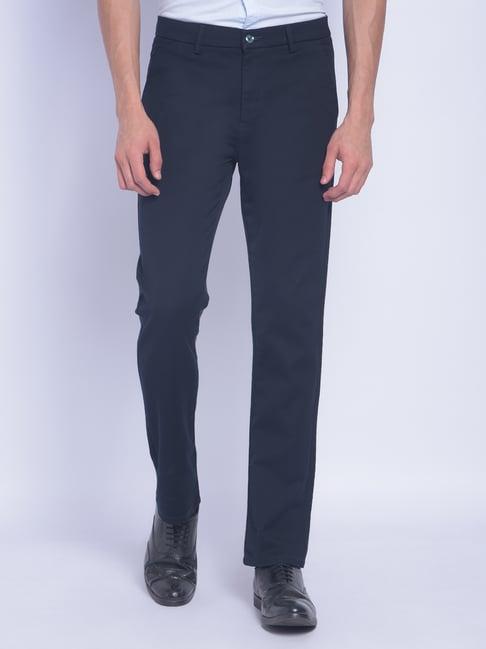 crimsoune club blue slim fit flat front trousers