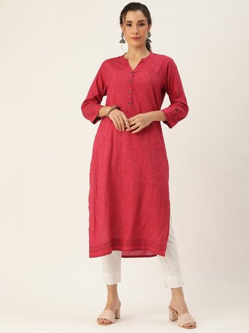 amukti pink printed a line kurta