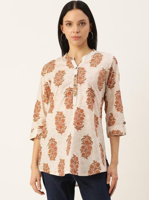 amukti beige printed tunic