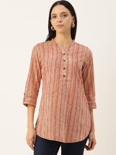 amukti beige printed tunic