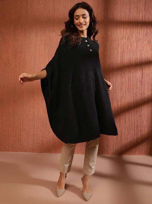 fabindia black self pattern shrug